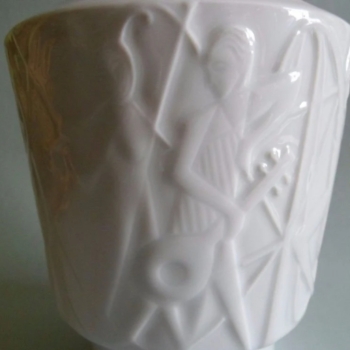 Edelstein Bavaria Relief Porzellan Vase weiß 60er/70er Jahre, Vintage